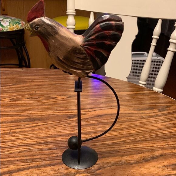Vintage Rocking Balance Rooster Wood Sculpture - Picture 3 of 10